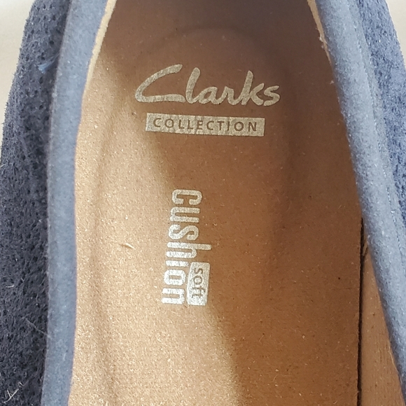 Clarks Azella Major Suede Navy Flat Loafer Shoes - Picture 4 of 9
